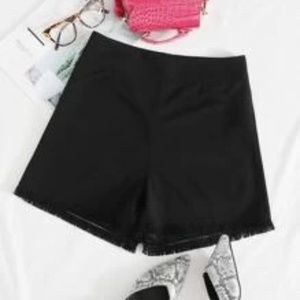 Zip Back Raw Hem Shorts